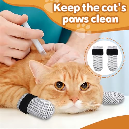UYVPAER 4 Stück Anti-Kratz-Katzenstiefel Verstellbare Katzenkrallenabdeckungen rutschfest Kleine Hundesocken Socken Für Katzen Netzstoff Hundeschuhe Katzenfäustlinge Zum Schneiden