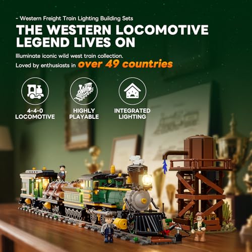 Lumibricks Wild West Freight Train Lighting Building-Bricks Set - Classic 4-4-0 Locomotive Model 1524 Pcs Ideas Kit for Adult and Teens by Lumibricks - Image 2