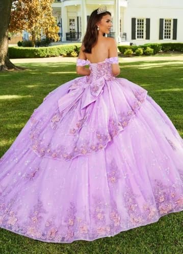 3D Flowers Lace Appliques Quinceanera Dresses Beaded Ruffles Ball Gown Off Shoulder Puffy Tulle Sweet 16 Dresses2