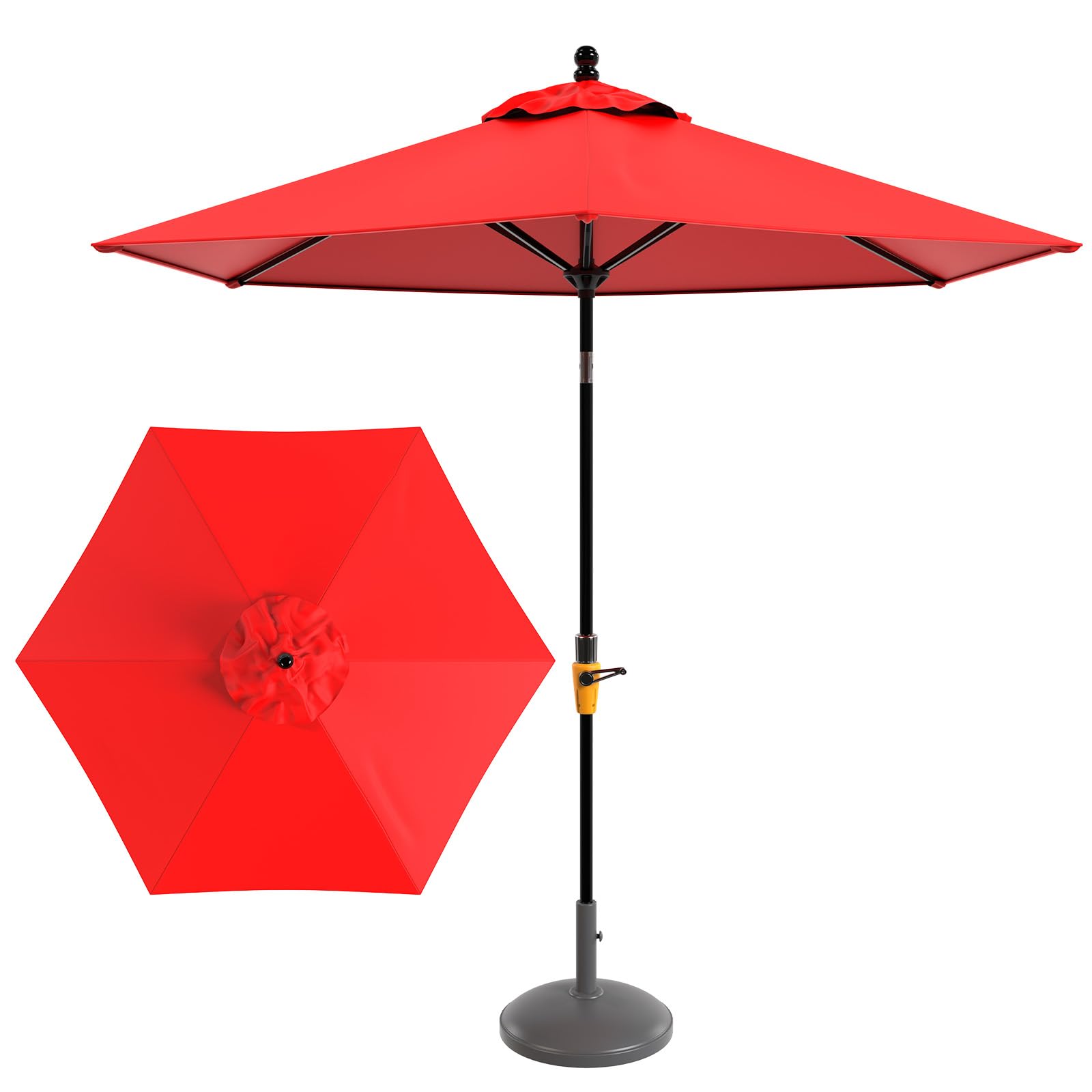 M METERXITY 1 Pack 9ft Patio Umbrella Replacement Canopy for 6 Ribs, Outdoor Market Table Umbrella Top for Backyard/Garden/Courtyard/Swimming Pool, Canopy Only [Bright Red]