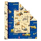 WERNNSAI Bagger Geschenkpapier – 1 Rolle Traktor Geschenkpapier...