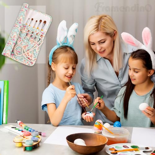 Image of Framendino, 20 Slot Paint Brush Holder Canvas Storage Artist Organizer Roll-Up Case Bag