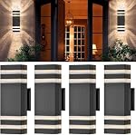 4-Pack Outdoor Wall Light, Up and Down Modern Exterior Lighting Fixtures, Black Waterproof Outdoor Lights Wall Mount Aluminum Porch Light for Patio Entryways Garage
