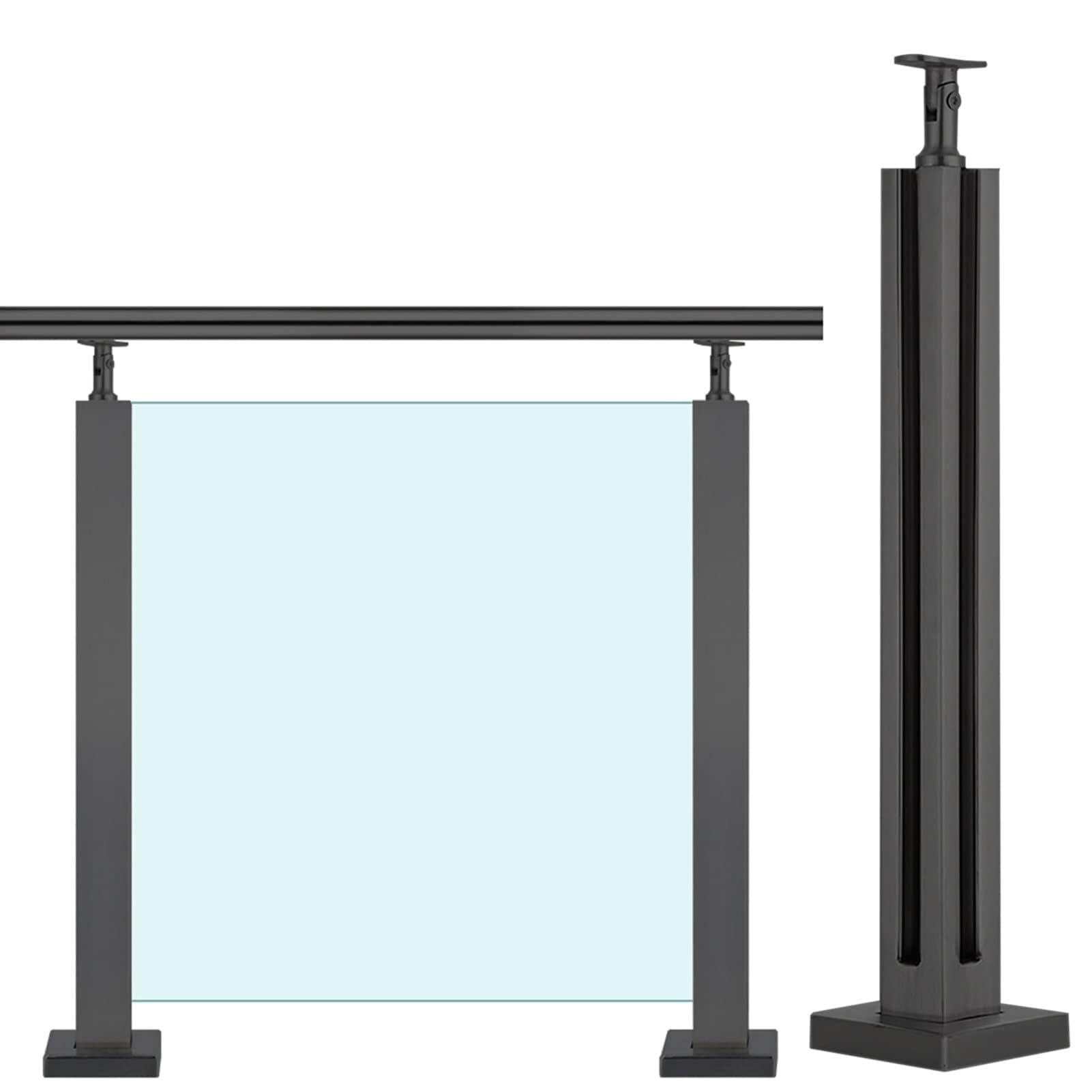 Poteau carré en acier inoxydable de garde-corps pour sécuriser un balcon ou une piscine en verre