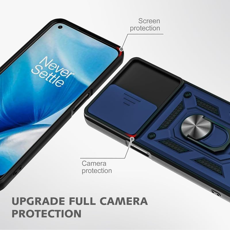 Image of Luxe Back Cover for OnePlus Nord CE 2 Lite 5G | D10 Tough Armor | Sliding Camera Shield | 360 Protection | Kickstand Ring Holder | Military-Grade Shockproof Bumper