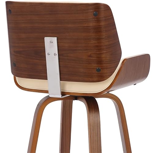 Armen Living Tyler 30" Bar Height Swivel Cream Faux Leather And Walnut Wood Bar Stool #TOP3