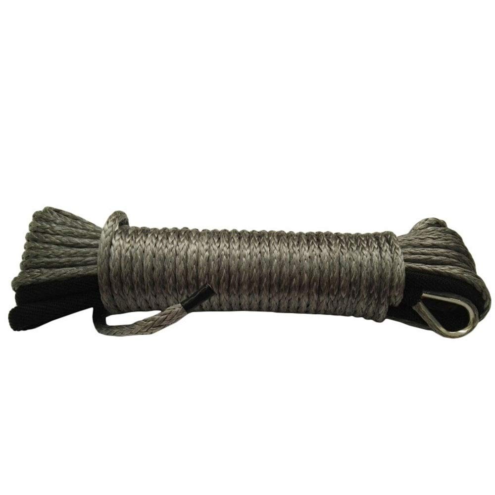 Winch Rope, Grey 5mm*15m Winch Rope with 4000lbs Hawse Fairlead,Synthetic Cable,ATV Accessories