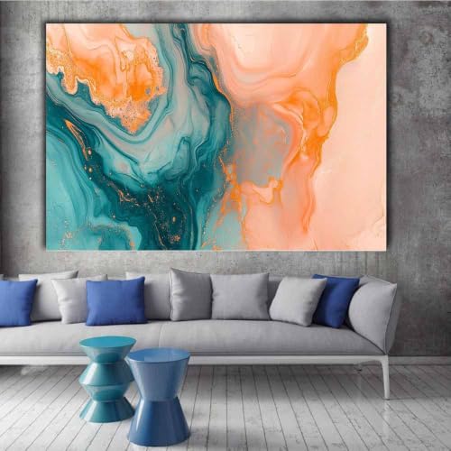 Paysage abstrait mur art orange sans cadre pour décoration moderne - 2