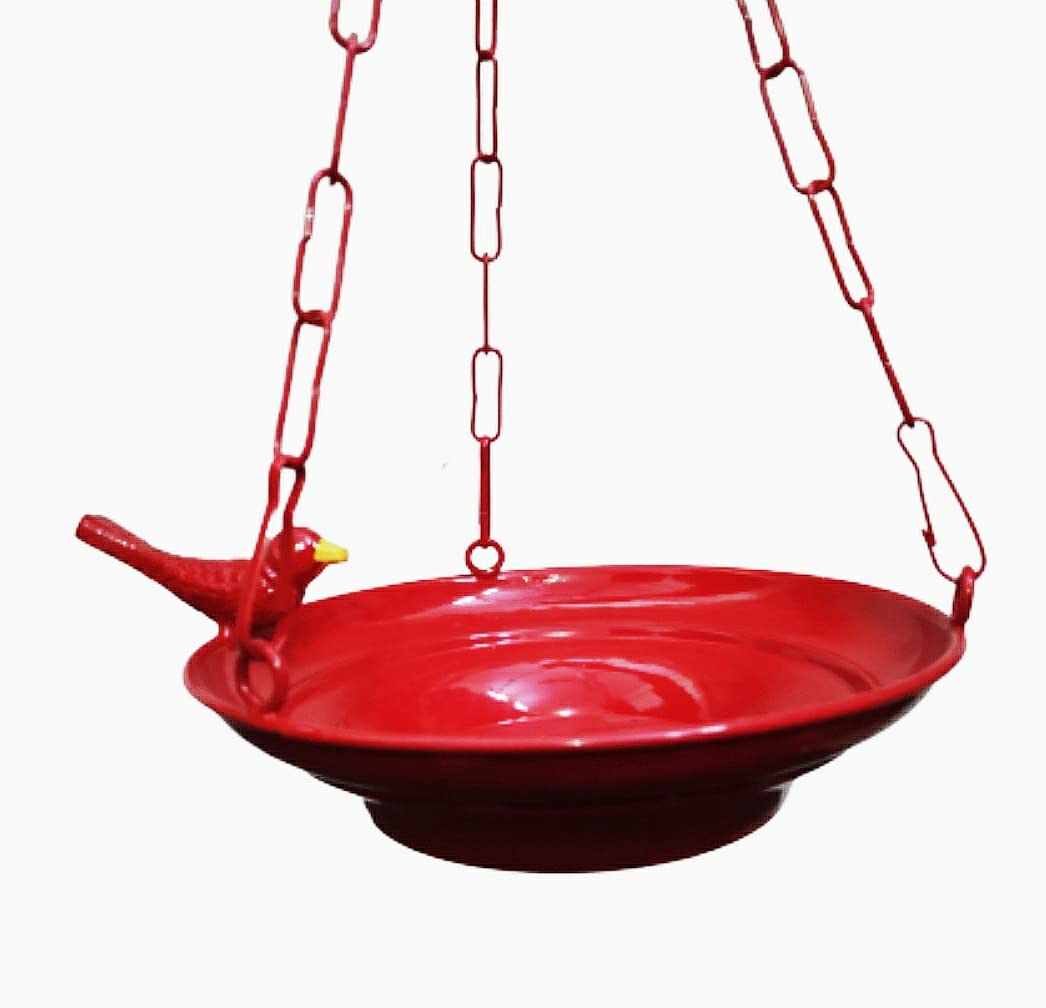TNZ Creations Bird Feeder with Bird Metal Hanging with 3 Chains for Garden/Home/Balcony/Colour. Red.