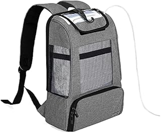 CURMIO Portable Oxygen Concentrators Backpack, Universal POC Travel Carrying Bag with Mesh Panels for Breathability, Compatible with Inogen, Oxygo, Caire Units, Perfect for on-The-go,Gray-Bag ONLY