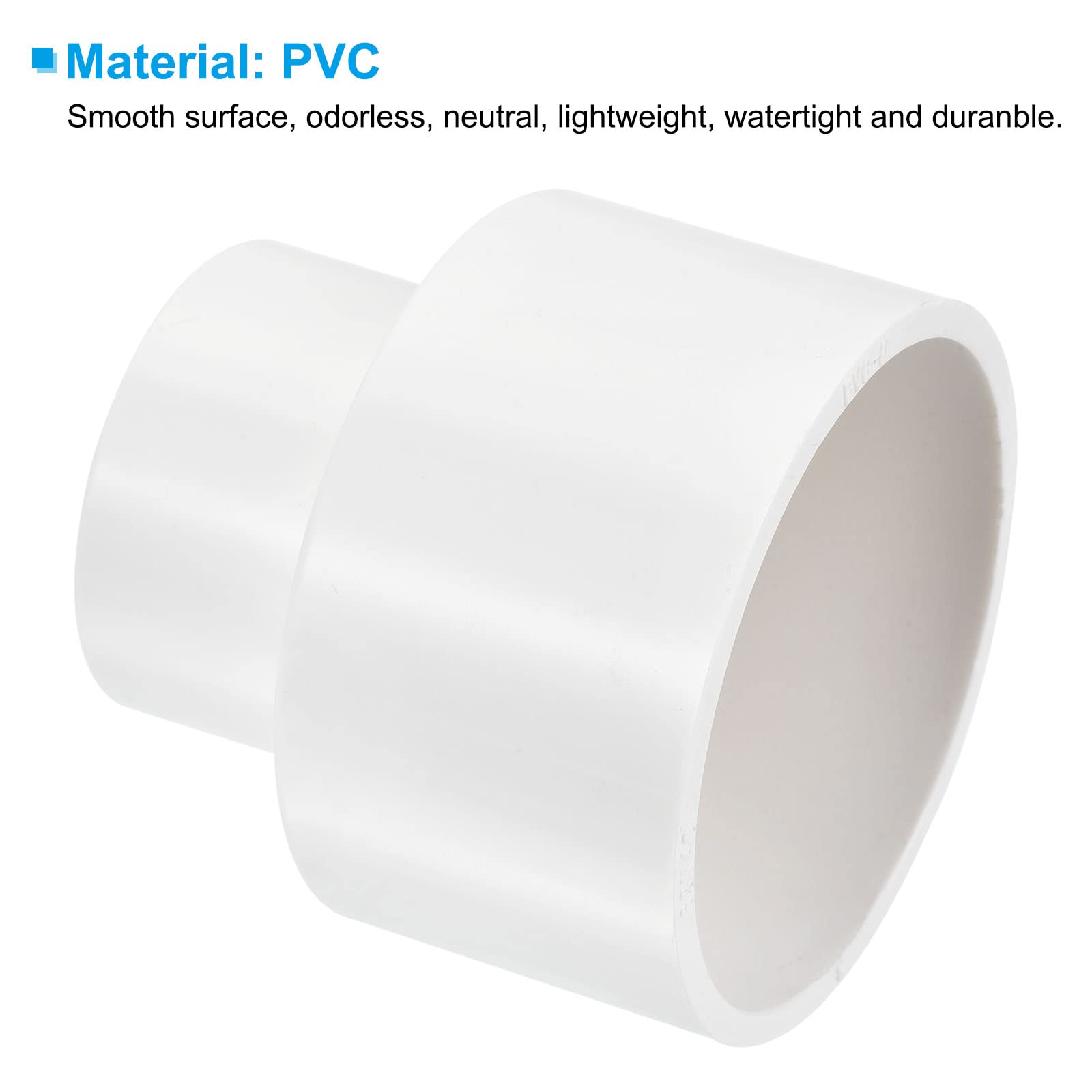 PATIKIL PVC Reducer Pipe Fitting 63mm to 40mm ID, 3 Pack Straight Coupling Adapter Connector, White - Image 4