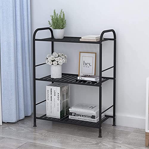 Jsb 3-Tier Adjustable Shelving Unit, Heavy Duty Storage Rack Organizer Metal Corner Shelf For Kitchen Living Room Laundry Pantry Bathroom (Black, 3 Tier)… #TOP5