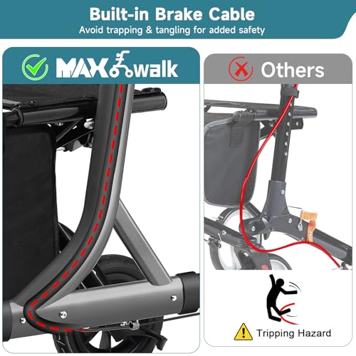 Image of MAXWALK Foldable Rollator Walkers for Seniors with Seat, 18 lb Lightweight