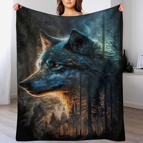 Couvre-lit loup 3D d'exception en flannel haut de gamme 130×180cm - 2