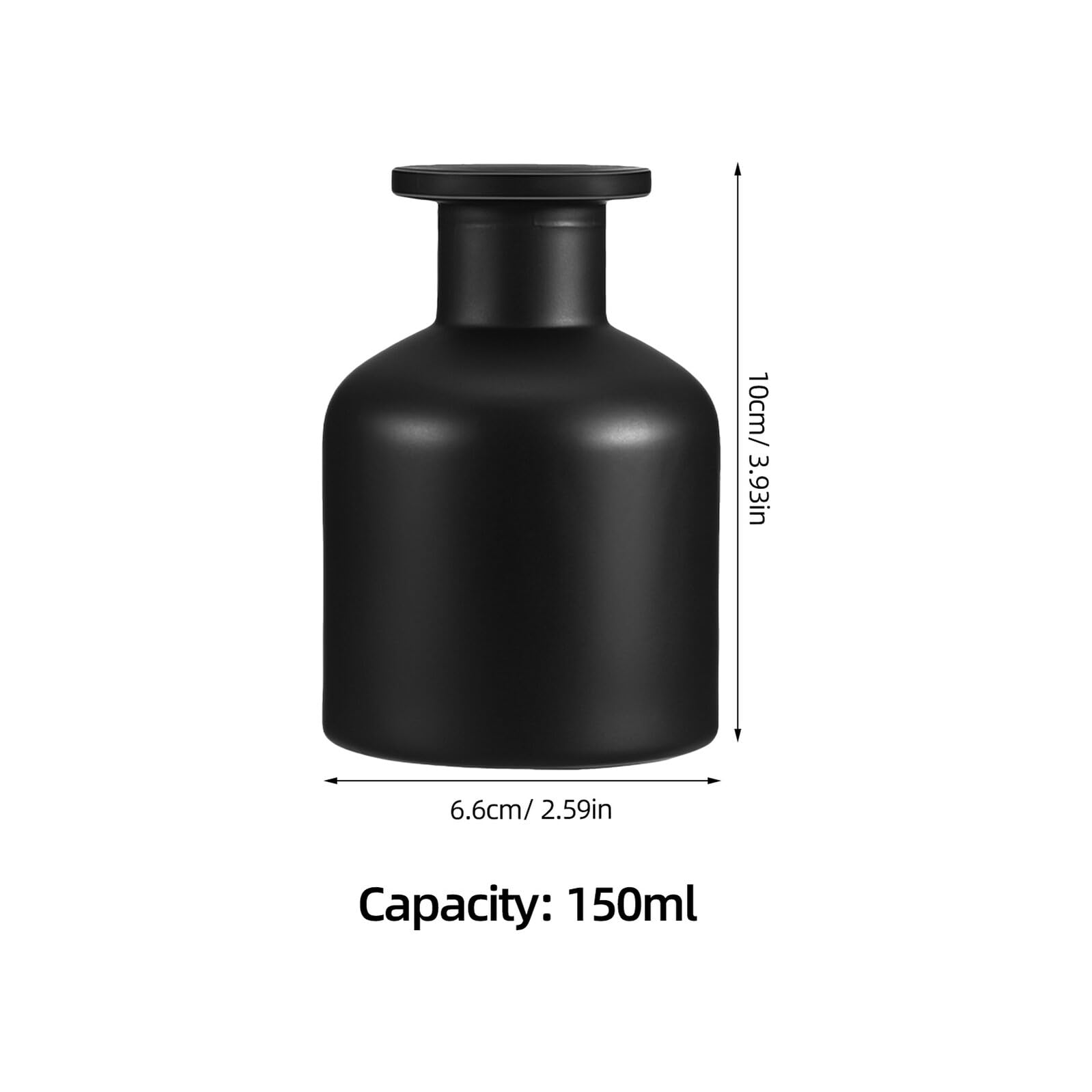 ULTECHNOVO Lot de 4 Flacons Diffuseurs en Verre Noir Mat 150 ML Réservoirs Vides Rechargeables pour Bâtonnets de Parfum Diffuseurs sans Flamme Adaptés à la Maison Bureau et Aromathérapie