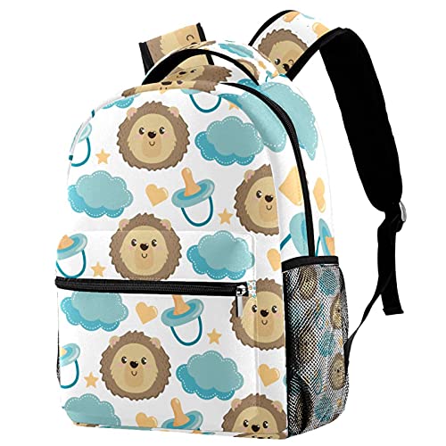 Sac à dos pour étudiant au motif lion et poches latérales ergonomiques pour ados