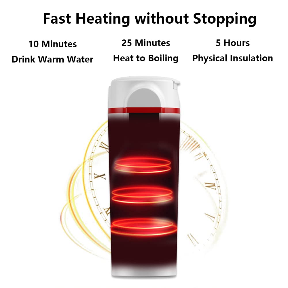12/24V 420ml Acier Inoxydable Voiture Électrique Chauffé Voyage Tasse Eau Chaude Café Thé Thermique Tasse Tactile Température Réglage Contrôle Eau Tasse, Noir