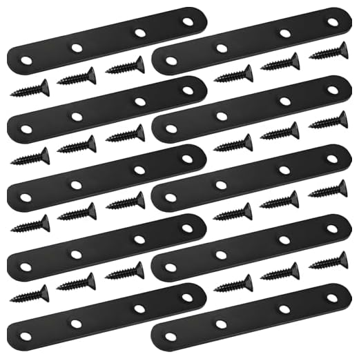 4.8 inch Black Flat Mending Plate, Heavy Duty Stainless Steel Straight Brace Brackets for Wood Metal Furniture Repair, Wall Shelves Joining Support (10 Pack)