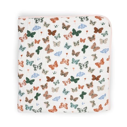 Image of Little Unicorn Muslin Quilt Blanket | 100% Cotton Soft Multi-Layered Muslin Fabric | Toddler & Baby Blanket | 47 inchx47 inch | for Nursery, Crib, Shower Gifts (Butterflies)