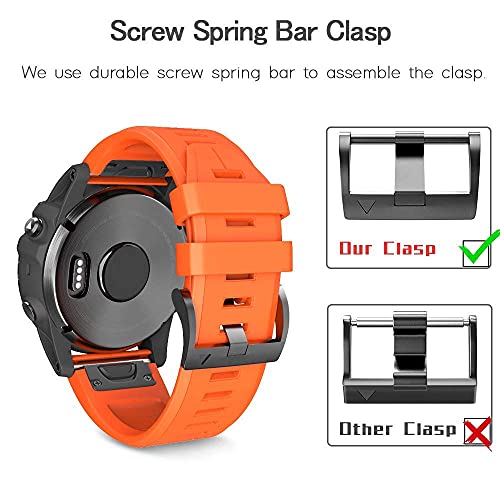 Image of NotoCity for Fenix 5X Plus Bands Fenix 7X Sport Replacement Watch Strap for Garmin Fenix 8 51mm /Fenix 5X /5X Plus /Fenix 6X /6X Pro /3 /HR /Descent MK1 /D2 Delta PX /D2 Charlie(Orange)