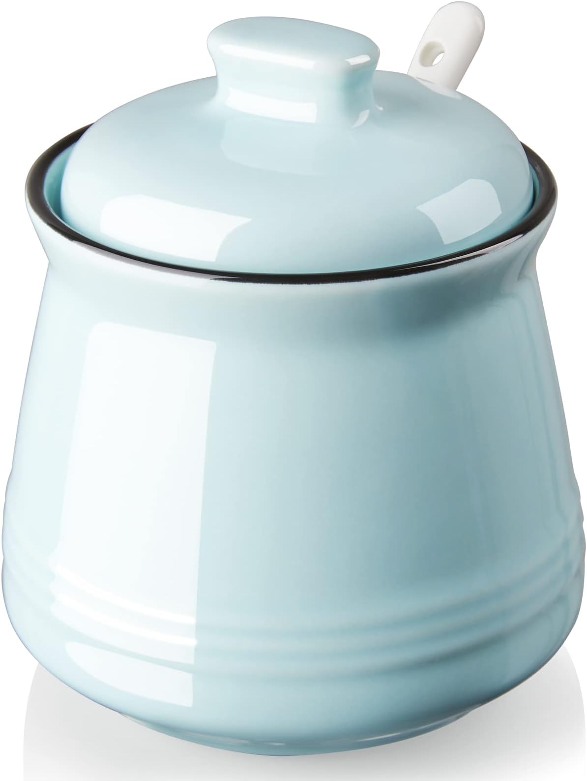 DAYYET Sugar Bowl with Lid and Spoon, 12 oz Ceramic Sugar Bowl with Spoon, Sugar Container for Coffee Bar, Sugar Jar Sugar Dispenser Bowl, Turquoise Kitchen Decor and Accessories