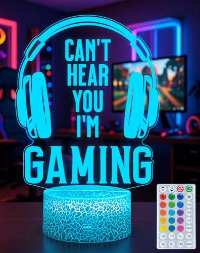 Magiclux Gaming Night Light, LED Gaming Room Decor Lamp with 16 Color RGB Changing, Remote Control Dimmable Gamer Light for Bedroom Desk Setup, Cool Gamer Gifts for Teens Boys