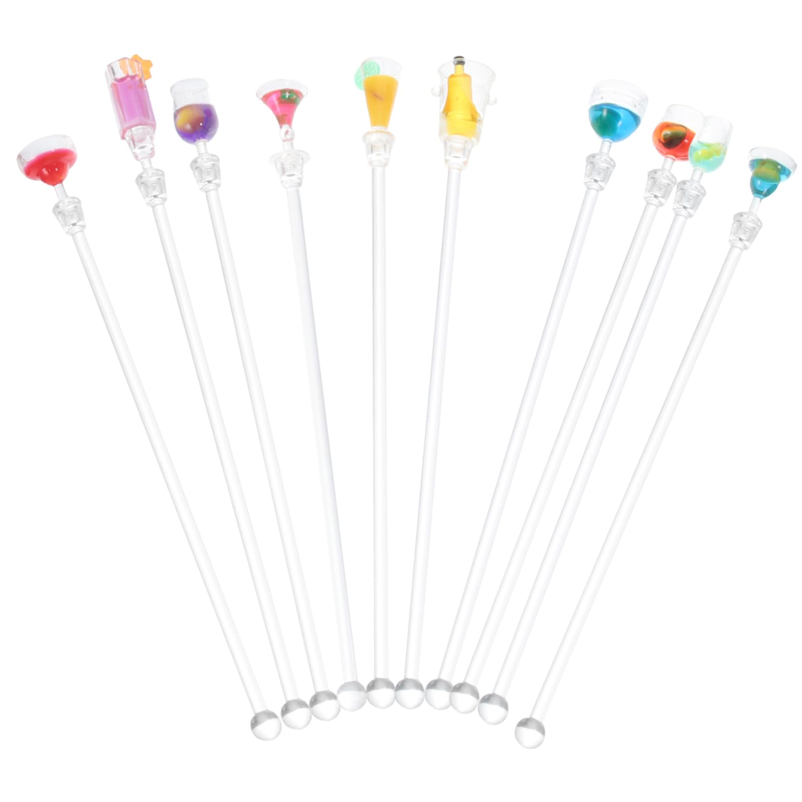 Hemoton 10pcs Acrylic Drink Stirrers Colorful Swizzle Stick for Mixed Cocktails Muddler Stirring Rod Reusable for Coffee Juice Random Color