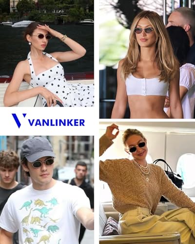 VANLINKER Retro Oval Polarized Sunglasses for Women Men Vintage 90s Metal Gold Frame Shades VL98723