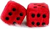 Giveme5 3 inch Pair of Retro Square Mirror Hanging Couple Fuzzy Plush Dice with Dots for Car Interior Ornament Decoration Red