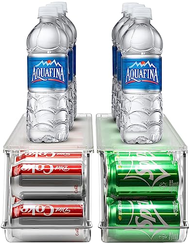 Sorbus Soda Can Organizer for Refrigerator Stackable Can Holder Dispenser with Lid for Fridge, Pantry, Freezer &ndash; Holds 12 Cans Each, BPA-Free, Clear Design, (2-Pack)
