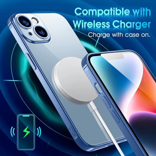 Image of VONZEE Clear Transparent Cover For iPhone 15 Plus Case 6.7 inch Tpu Case Cover Camera Protection For Each Lens Cases (Blue) | Clear
