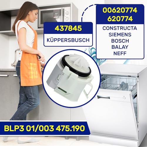 Ablaufpumpe für Geschirrspüler BLP3 01/003 475.190 54V 55Hz mit dem Originalcode 00620774 620774 für Bosch für Siemens - MADE IN EU - Garantie 10 Jahre - MONTERAL