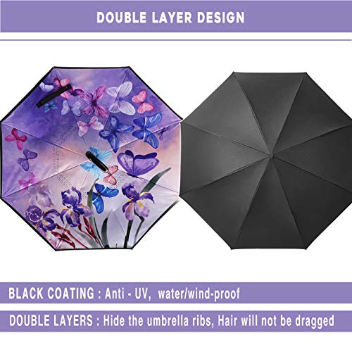 Siepasa Reverse Umbrella, Umbrella Windproof, Inverted Umbrella, Umbrellas For Women, Upside Down Umbrella(Blue Butterfly) #TOP2