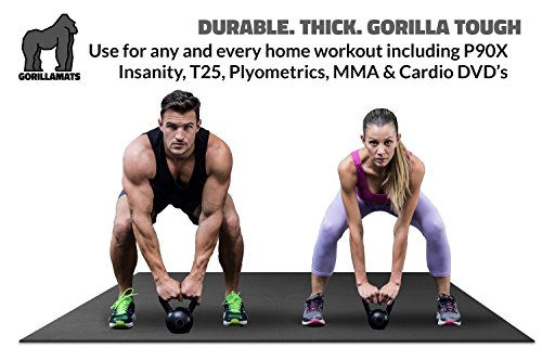Gorilla Mats Premium Extra Large Exercise Mat – 9' X 6' X 1/4" Ultra Durable, Non-Slip, Workout Mat For Instant Home Gym Flooring – Works Great On Any Floor Type Or Carpet – Use With Or Without Shoes #TOP3