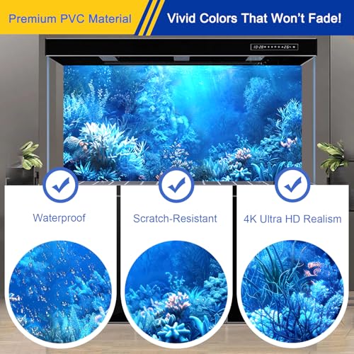 CICK SEED Aquarium Background & Fish Tank Background – Ultra HD Static Cling, No Tape, No Residue, Vibrant Underwater Scenery for Stunning Aquarium Decorations, Blue Ocean Theme 17.7 X 35.4 Inches by CICK SEED - Used condition - Image 4