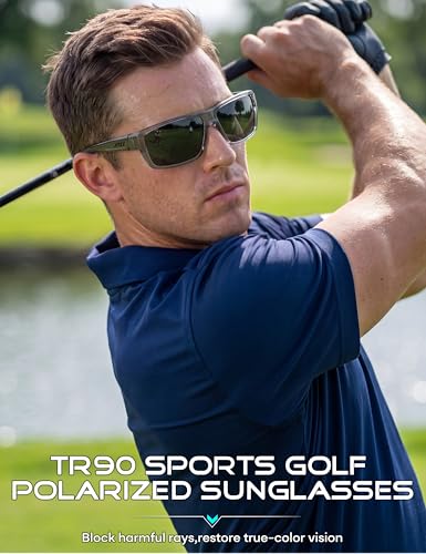 Image of ATTCL Polarized Sunglasses Men for Fishing: UV Protection Lightweight TR90 Sports Wrap Sun Glasses Driving Golf Running