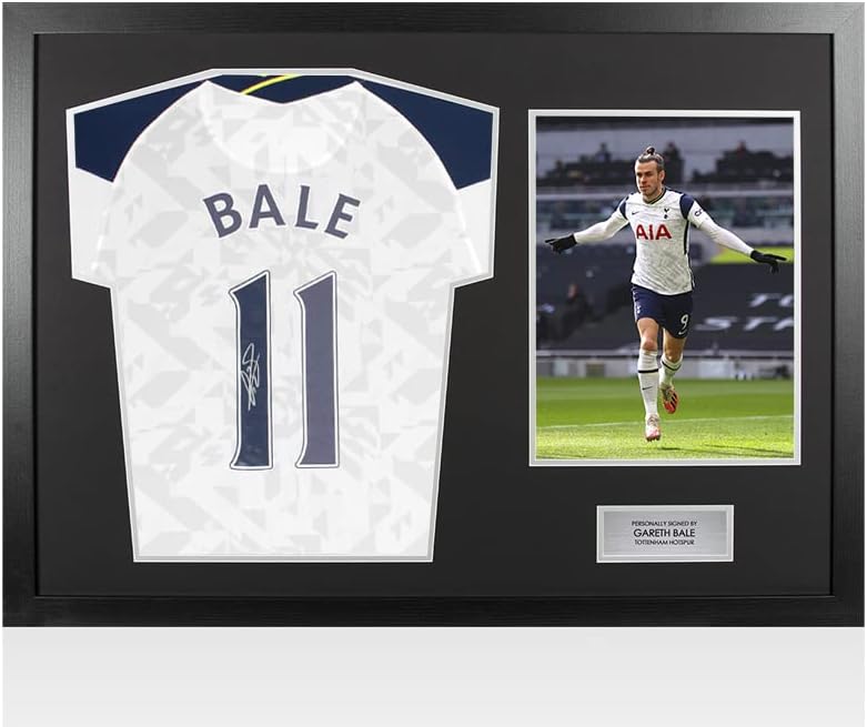 A1SportingMemorabilia.co.uk Framed Gareth Bale Signed Tottenham Shirt - Home, 2020/2021, Number 11 - Panoramic | Genuine Hand Signed With Certificate | Authentic Autographs | Great Gift