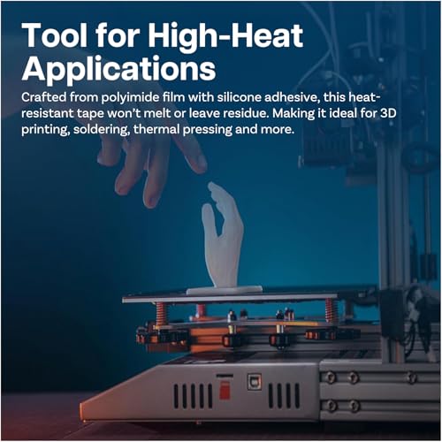 Image of MMOBIEL Heat Tape for Sublimation & Electronics Polyimide Tape 0.1 inch x 100ft (3mm x 30m) - High Temp up to 536F, ESD Tweezer Included - for Heat Press, 3D Printing, Soldering, HVAC