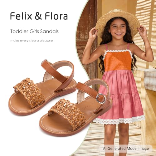 Image of Felix & Flora Toddler Girl Sandals - Little Girl Easter Dress Shoes Lightweight Open Toe Beach Holiday Flats
