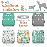 Thirsties Package, Snap Newborn All In One, Woodland Collection Leaves