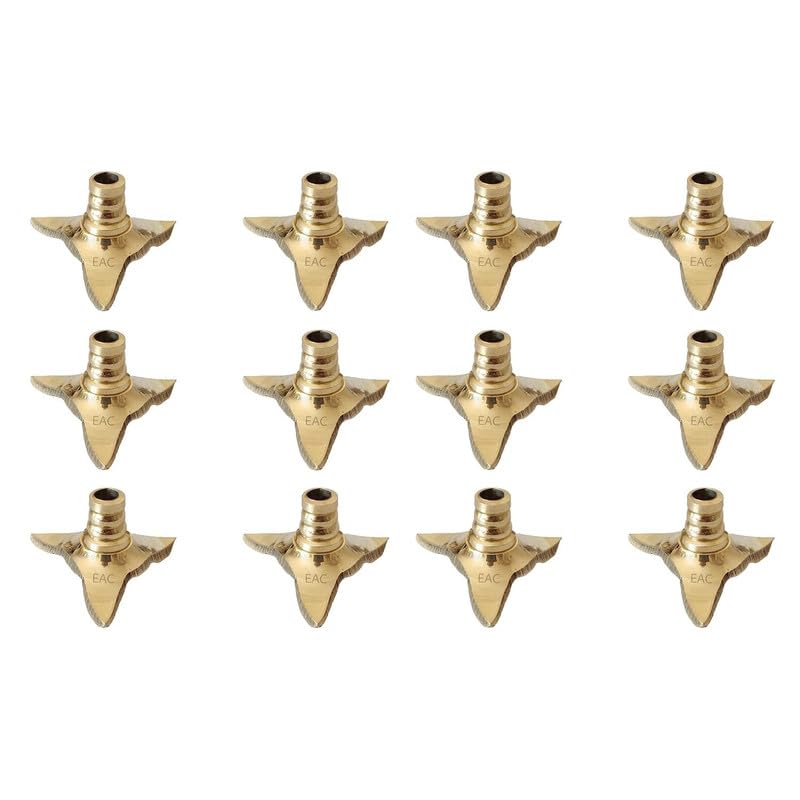 ARS Brass Wick Holder/Vilakku Thiri Stand for Oil Lamp NOMU/Pooja/Kartika/Fits in All Type of Diyas/Cup/Plate/Pramida/Stand for Cotton Batti/Multipurpose (Pack of 12)