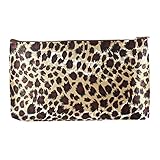 uxcell Leopard Pattern Lady Zip up Mirror Cosmetic Pouch Makeup Bag Travel Accessory