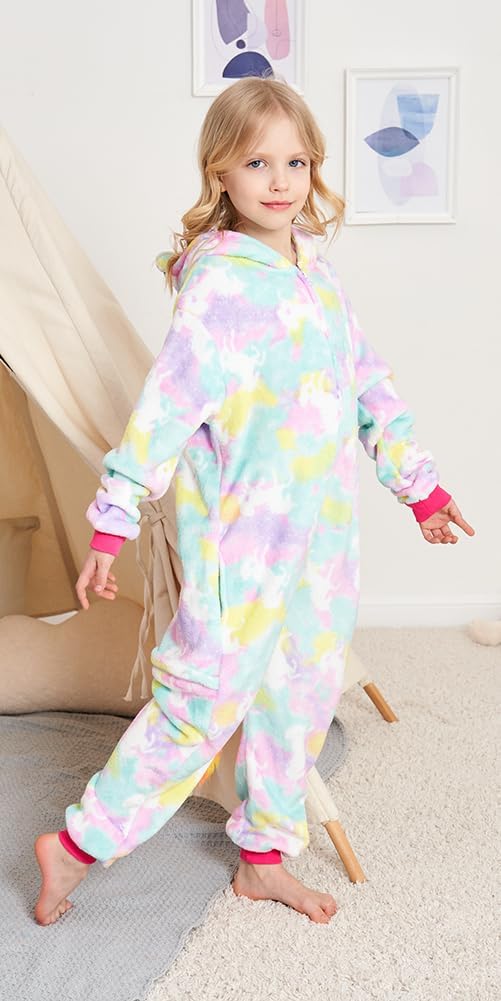 Kids Unicorn Onesie Pajamas One-Piece Cosplay Costume Animal Sleepwear Girls And Boys - Image 2
