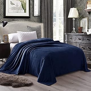 Exclusivo Mezcla King Size Blanket(230 x 265 CM, Navy), Flannel Fleece Bed Blanket as Bedspread/Coverlet/Bed Sheet/Bed Cover- Soft, Lightweight and Cozy