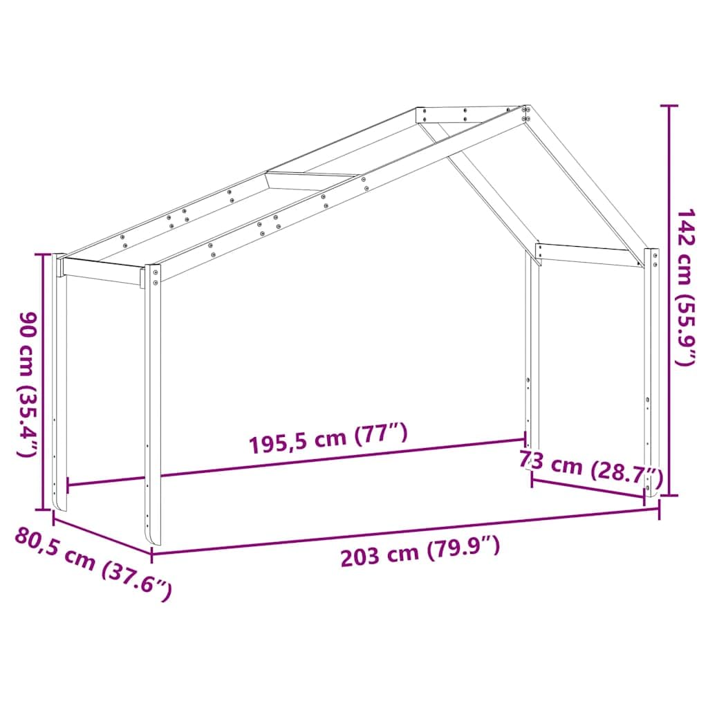 vidaXL Toit de lit pour Enfants 203x80,5x142 cm Bois de pin Massif