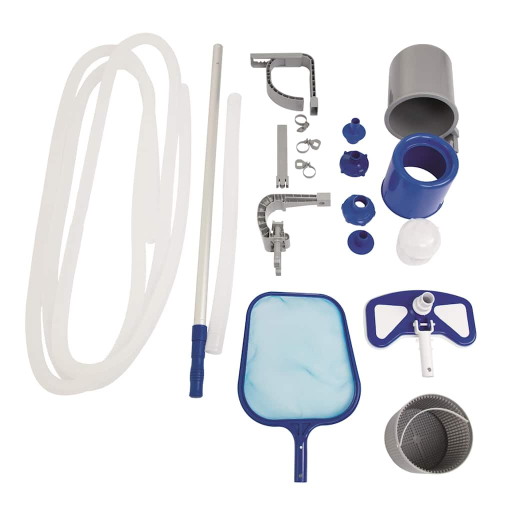 Flowclear Deluxe 58237 - Set di pulizia per piscina, con schiumatore per superfici, aspiratore a vuoto e retino, contenitore rimovibile per pompe filtranti a partire da 3028 l/h, per esterni