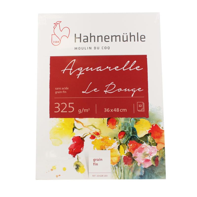 BLOC 12 FEUILLES PAPIER AQUARELLE LE ROUGE 325 GRS