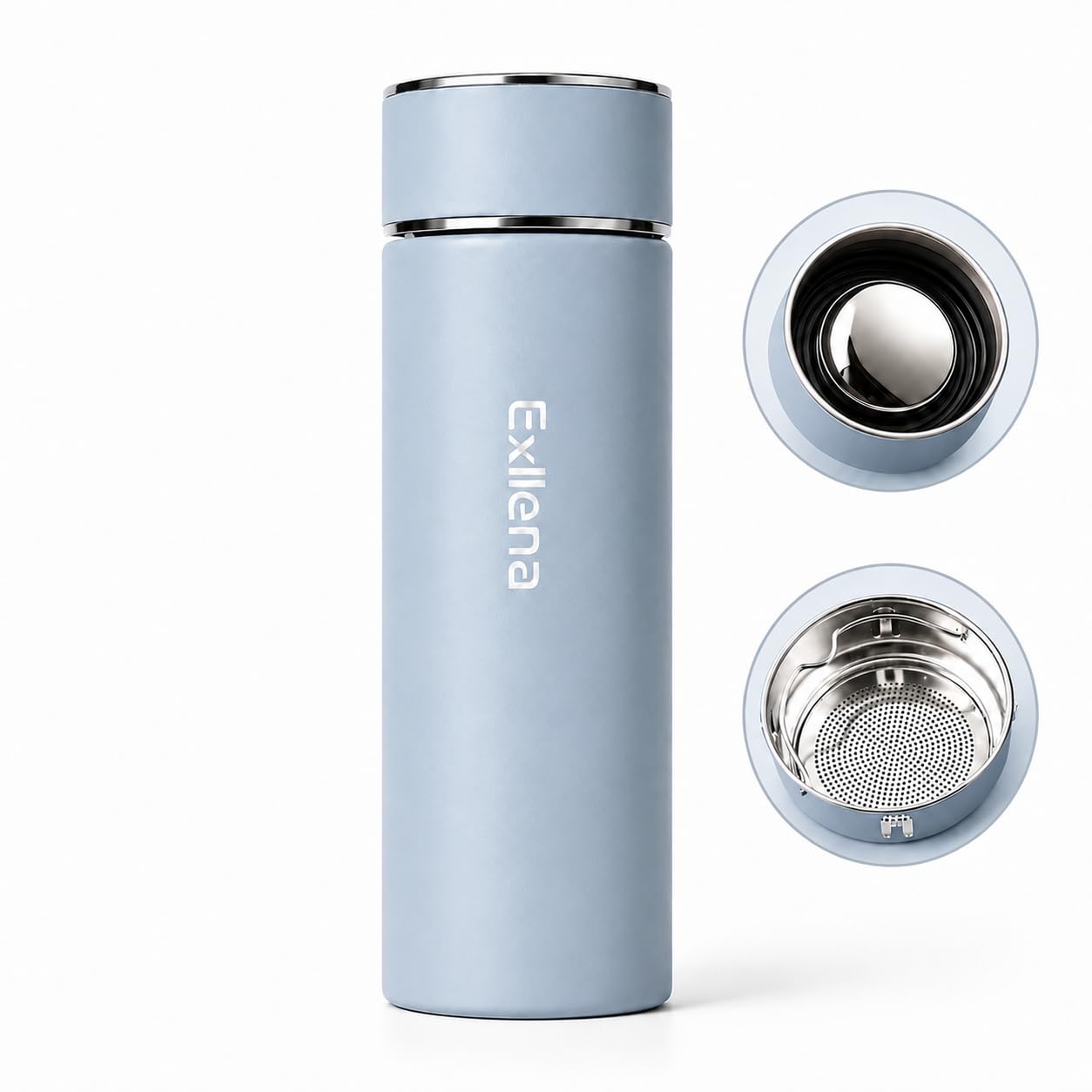 【Upgraded】 Exllena Small 500ml Water Bottle for Handbag – Small Flask for Hot & Cold Drinks, Perfect Small Insulated Water Bottle for Travel, Milk, Coffee...(Skye Blue) — image 1