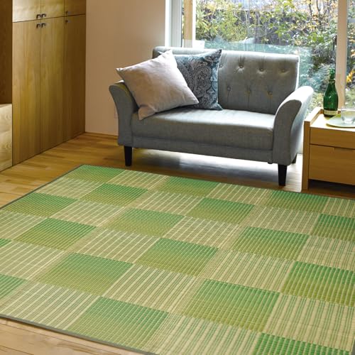 萩原 い草ラグ 裏貼り ベージュ 約240×240cm 「クレパス」 ふっくら 厚手 折りたためる コンパクト収納 抗カビ