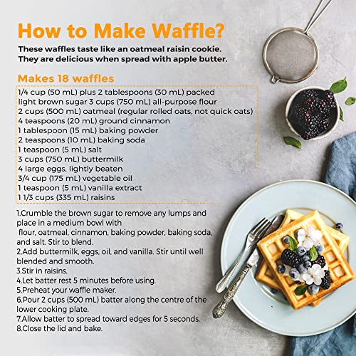 FirstBuy Belgisches Waffeleisen, 1100W Waffeleisen mit Kontrollleuchten zum Frühstück, 4 Scheiben Quadratisches Antihaft… – Bild 6